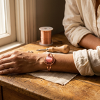 צמיד נחושת עם חרוז ורוד